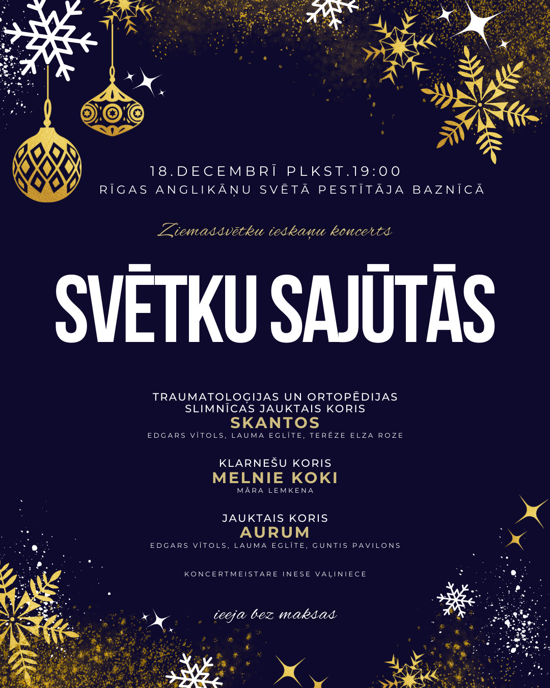 Ielūdzam uz Ziemassvētku ieskaņu koncertu "Svētku sajūtās"